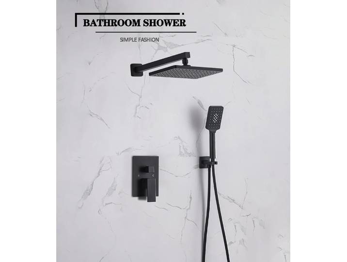 Robinet de douche noir chromé, ensemble de mélangeur de salle de bains, système de douche de pluie en cascade, robinets de baignoire