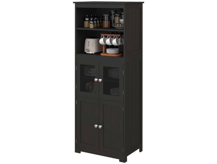 LIA Armoire cuisine vaisselier noir 60x30x162cm