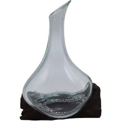 Molten Glass Mini Decanter on Wood 20cm