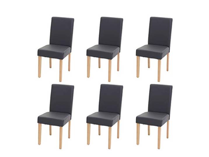 Mendler 6er-Set Stuhl Littau - Kunstleder, grau matt, helle Beine Esszimmerstuhl, Küchenstuhl