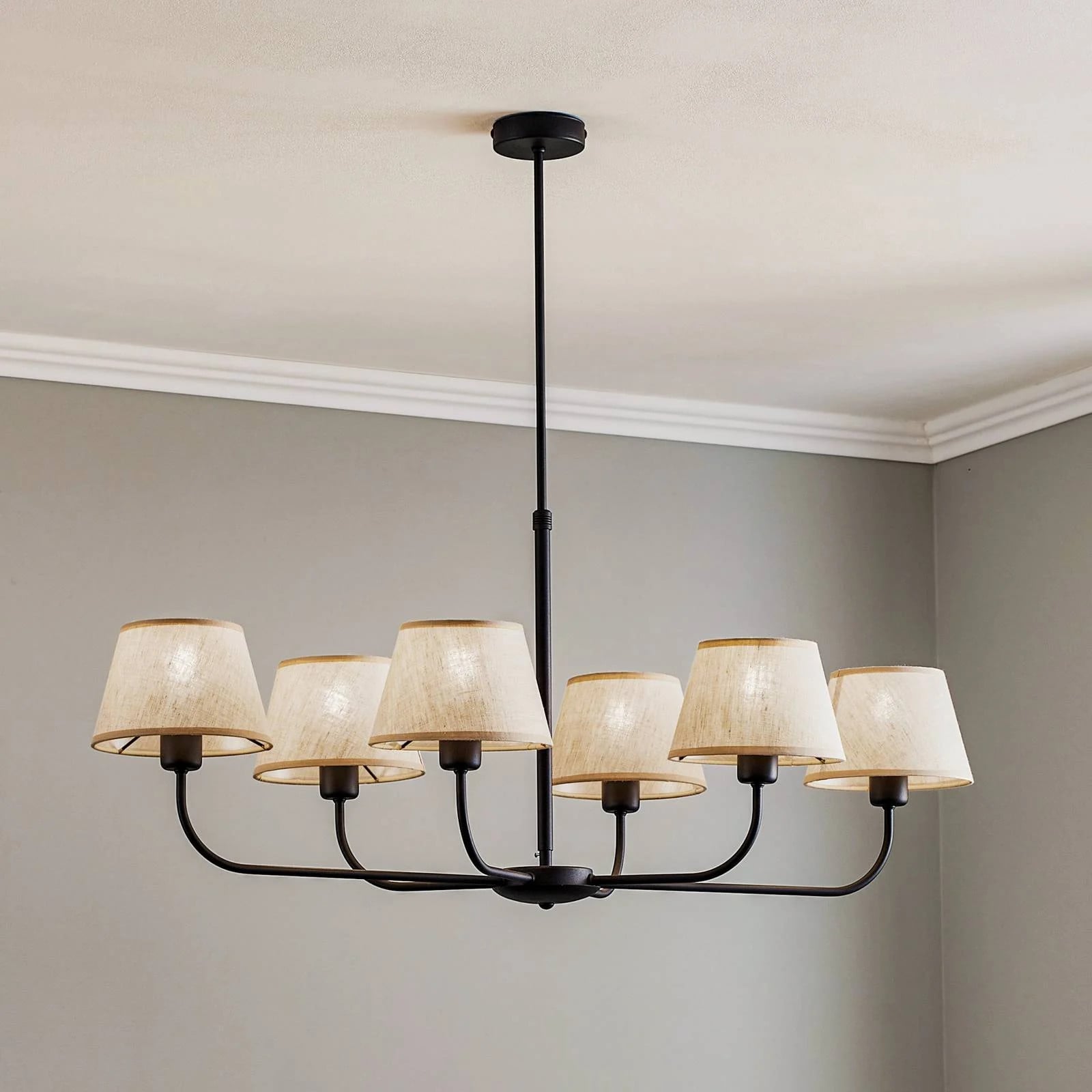 TK Lighting Kroonluchter Chicago, modern, beige/zwart, dimbaar