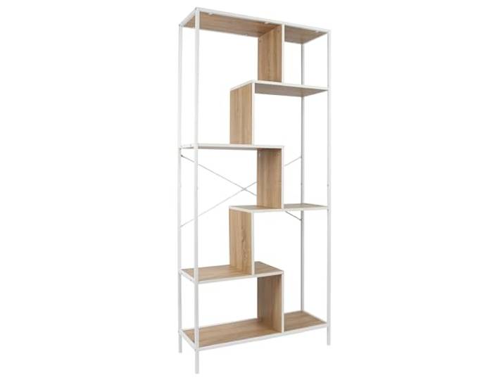 HOME DECO FACTORY Industrial-Regal mit Fächern Holz 180 cm Weiß Holzwerkstoff, Industrial-Regal mit Fächern, Vintage-Stil, Großformat, 80x180 cm, Weiß und Braun