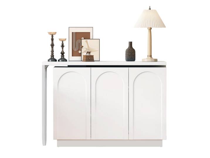Gisaae Schreibtisch, drehbarer L-förmiger Eck-Computertisch mit Schrank, Weiß, 110x75x40 cm, Büromöbel, Schreibtische, Schreibtische