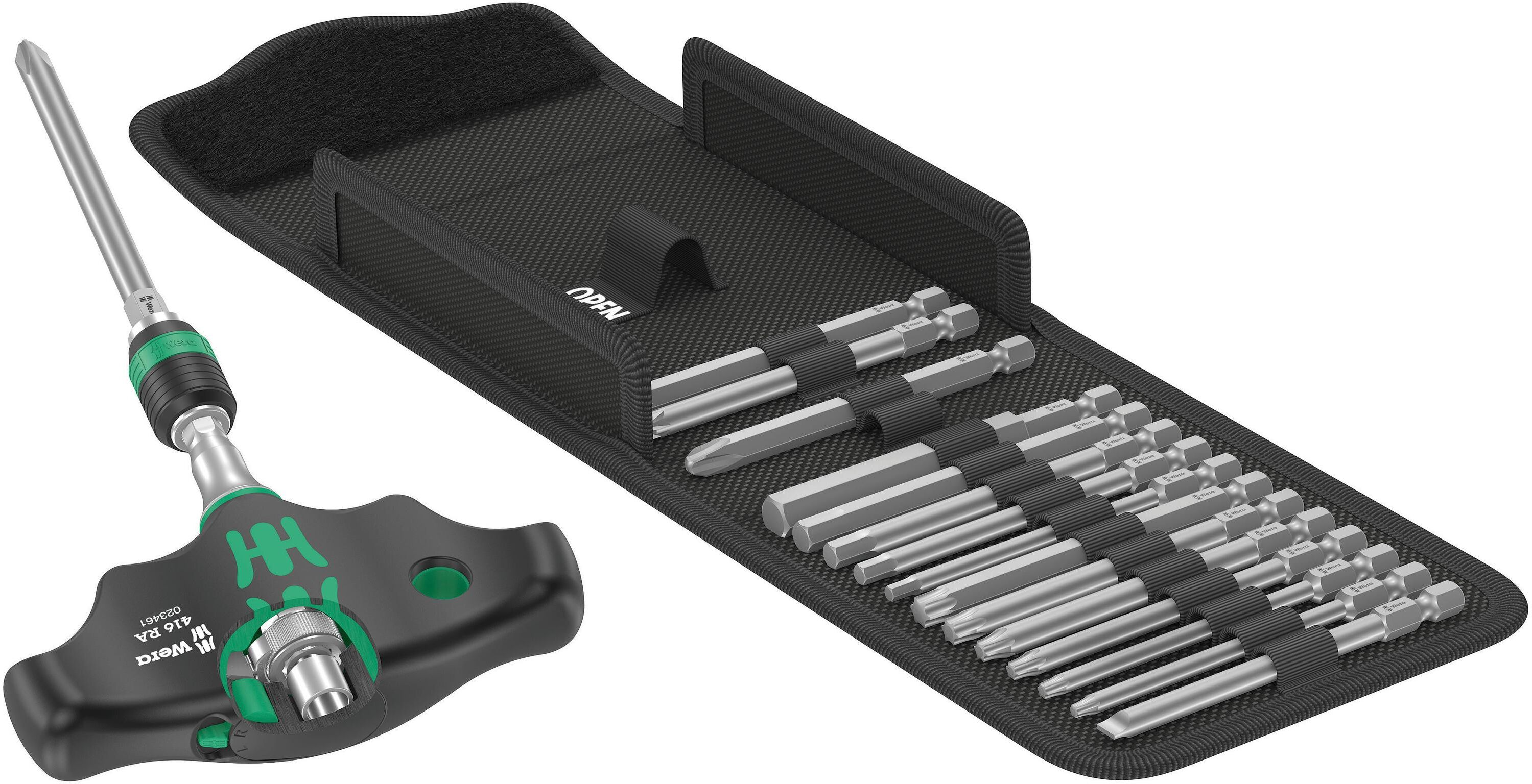 Bit-Set WERA "Wera Kraftform Kompakt 400 RA Set 1", schwarz, Kunststoff, Bits, Bit-Set schwarz Einheitsgröße