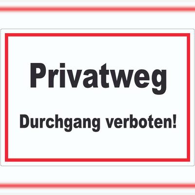 HB-Druck Privatweg Durchgang verboten Text Aufkleber A4 (210x297mm)