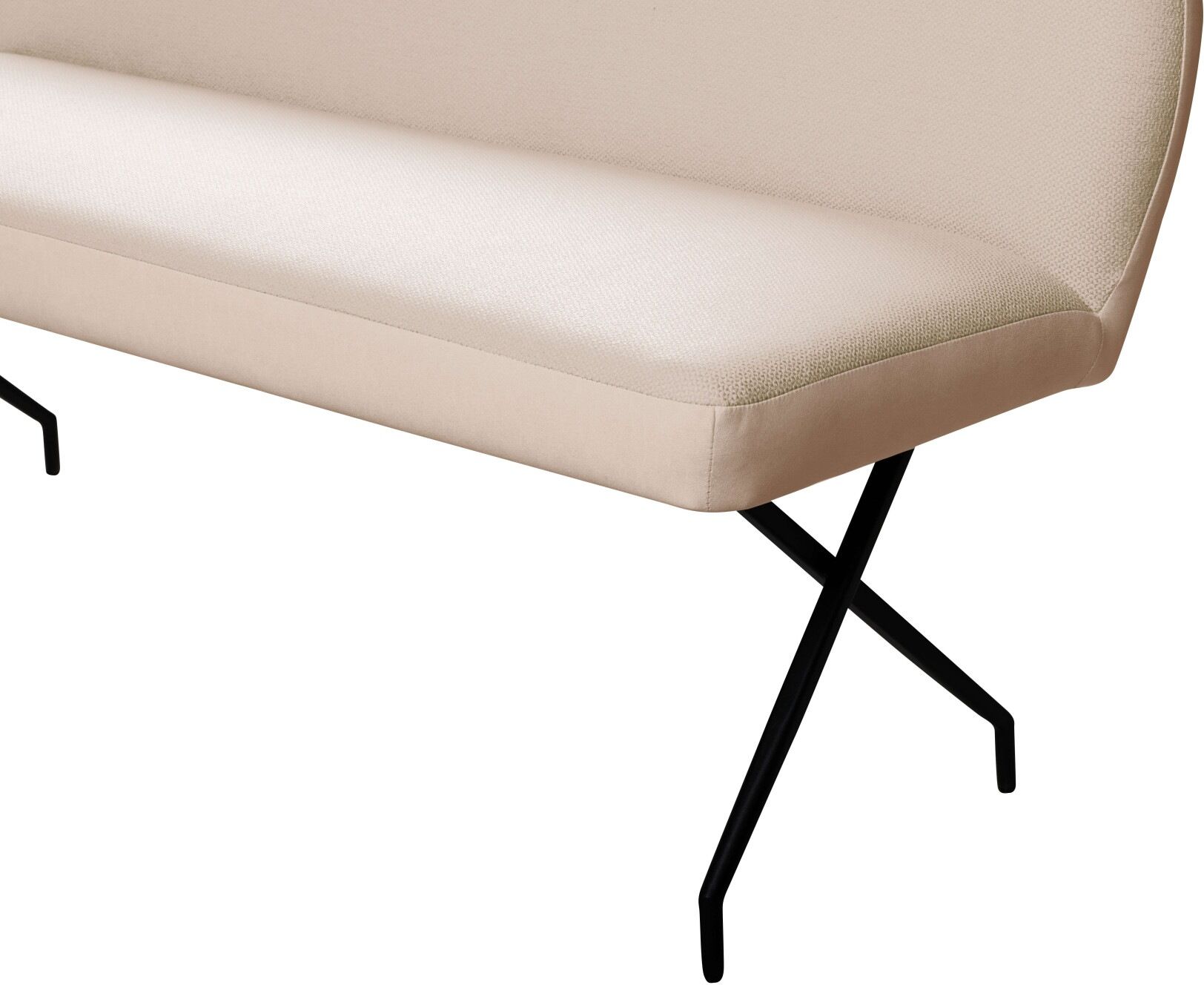 Sitzbank GOODPRODUCT "Bruna Esszimmerbank, Bank, Küchenbank, Polsterbank", beige (hellbeige), B:161cm H:86cm T:65cm, Holzwerkstoff, Massivholz, Metall, Polyester, Sitzbänke, Sitzbank, Mattschwarzes Metallgestell, 2-Stoff-Design, Wellenfederung im Sitz hel