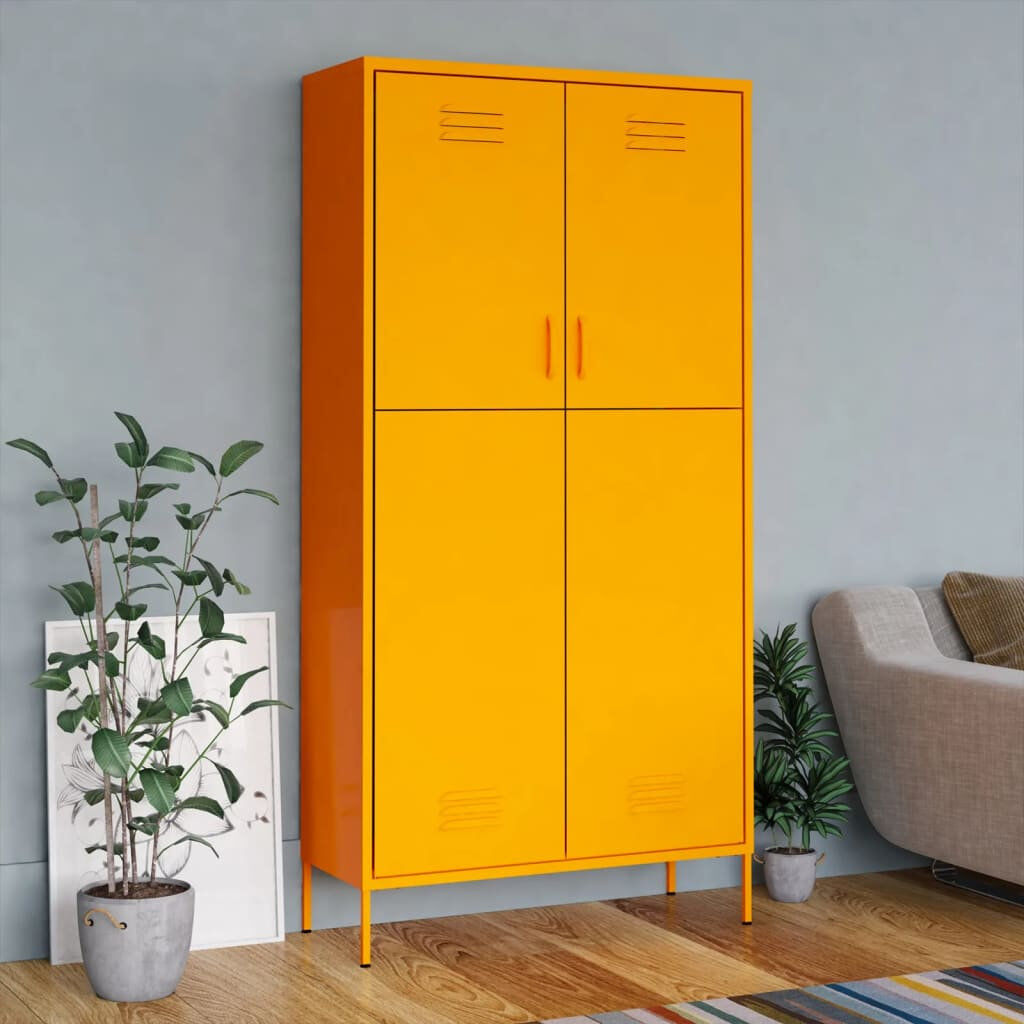 Rio Branwell 2 Door Steel Wardrobe Mustard Yellow 180cm H X 90cm W X 50cm D