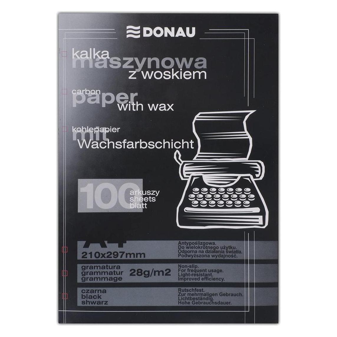 Donau Kohlepapier, für schreibmaschinen, gewachst, a4, 100 stück, schwarz (A4, 100 Blätter, 255 g/m²) (41374475)