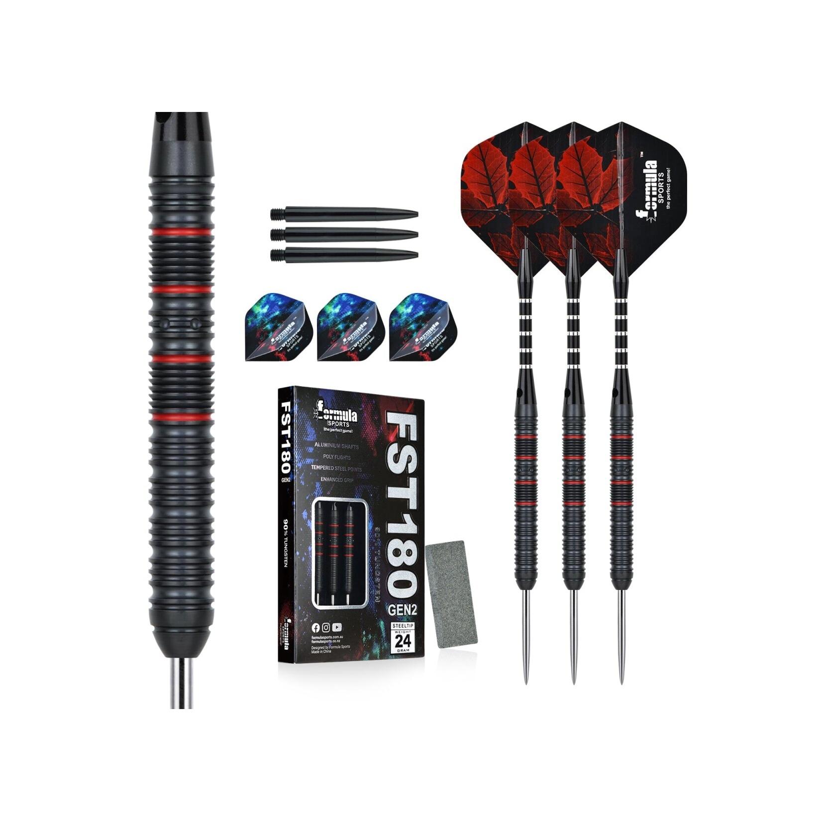 Formula Sports FST180 Gen2 Black Red Rings Tungsten Dartpfeilset