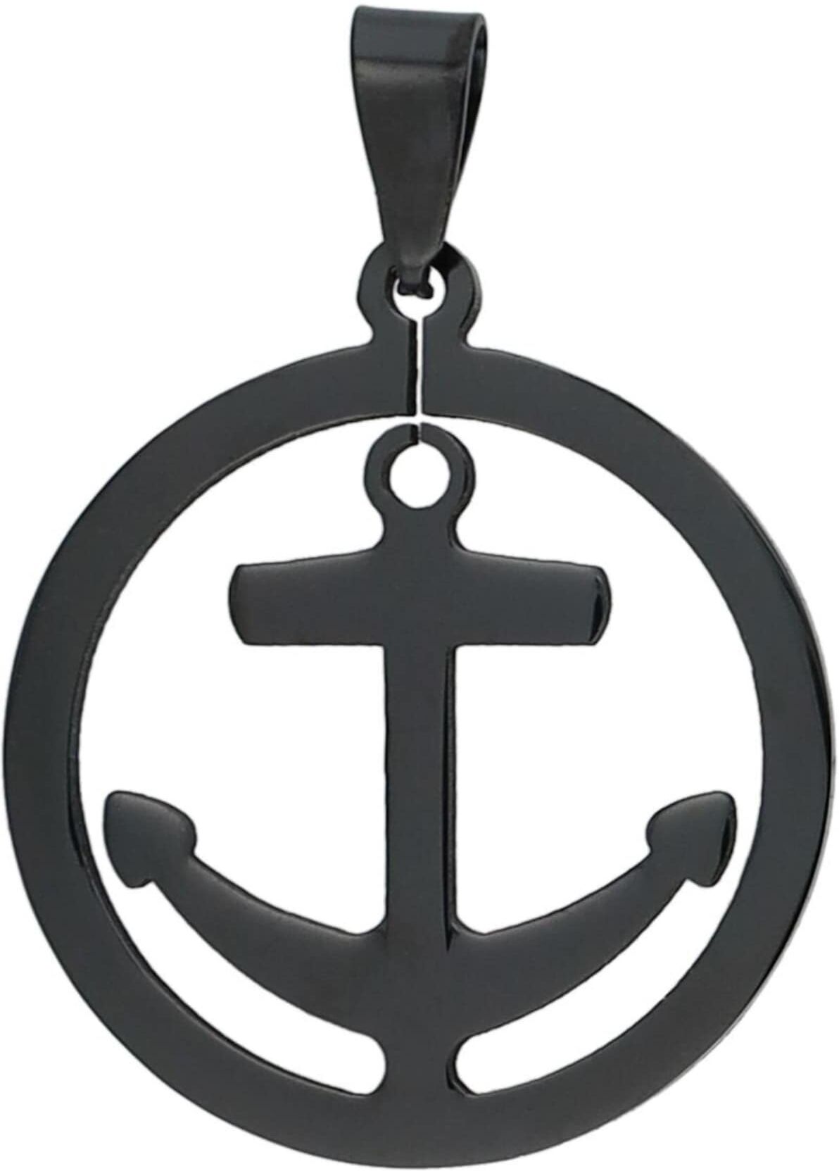 Ankeranhänger AKZENT "Nereus" Silber - Modern & Minimalistisch - Anker", schwarz, Schmuckanhänger, Damen, Edelstahl