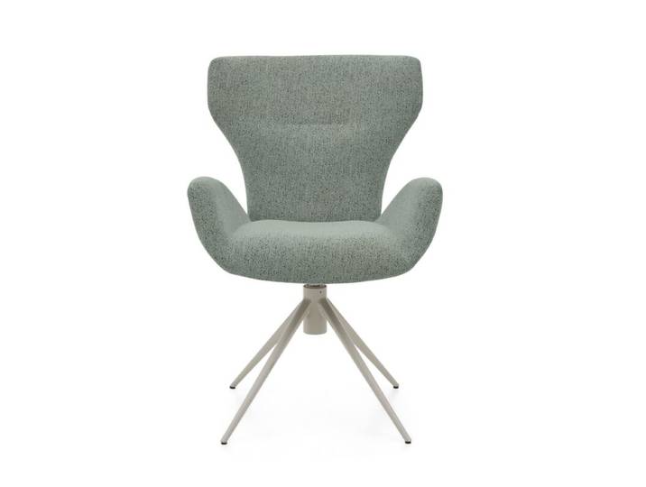 Musterring JustB! SP150 Schalensessel - in verschiedenen Bezugs-und Gestellvarianten - Bouclé Elegant wish aqua - Stativgestell Metall Lack seidengrau - ohne Fun Drehfunktion, Rückholfunktion Modern, Skandinavisch