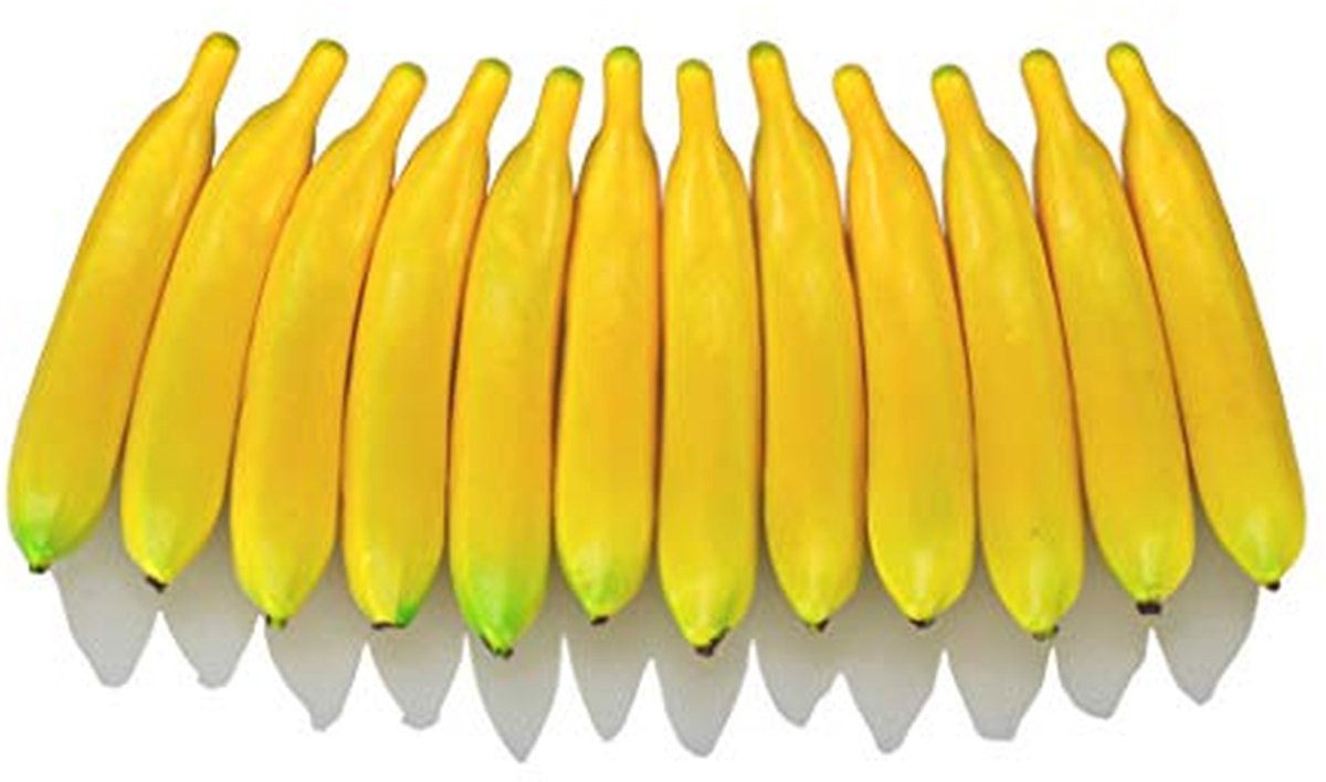 Set van 12 levensechte kunstbananen voor keukendecoratie, geel