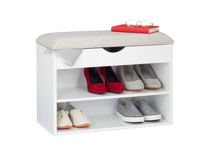 Schuhbank gepolstert Weiss-Creme