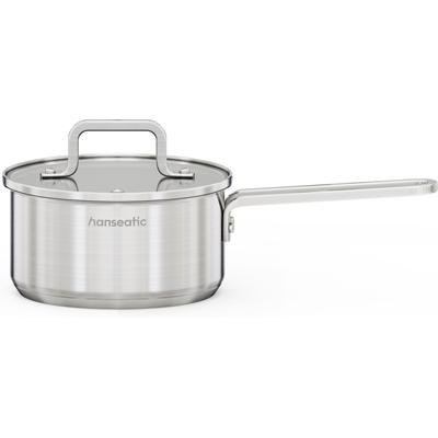 Kasserolle HANSEATIC "DAILY", silber (silberfarben), H:8cm Ø:16cm, Töpfe, Kasserolle, mit Antihaftbeschichtung, für alle Herdarten, Induktion