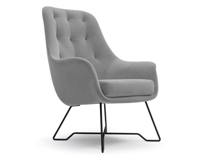 Sepro Meble Sessel Hellgrau Enzo Gepolstert Mit Gestepptem Rückenlehne, Grau, 72.5x101.5x83 cm, Wohnzimmer, Sessel, Polstersessel