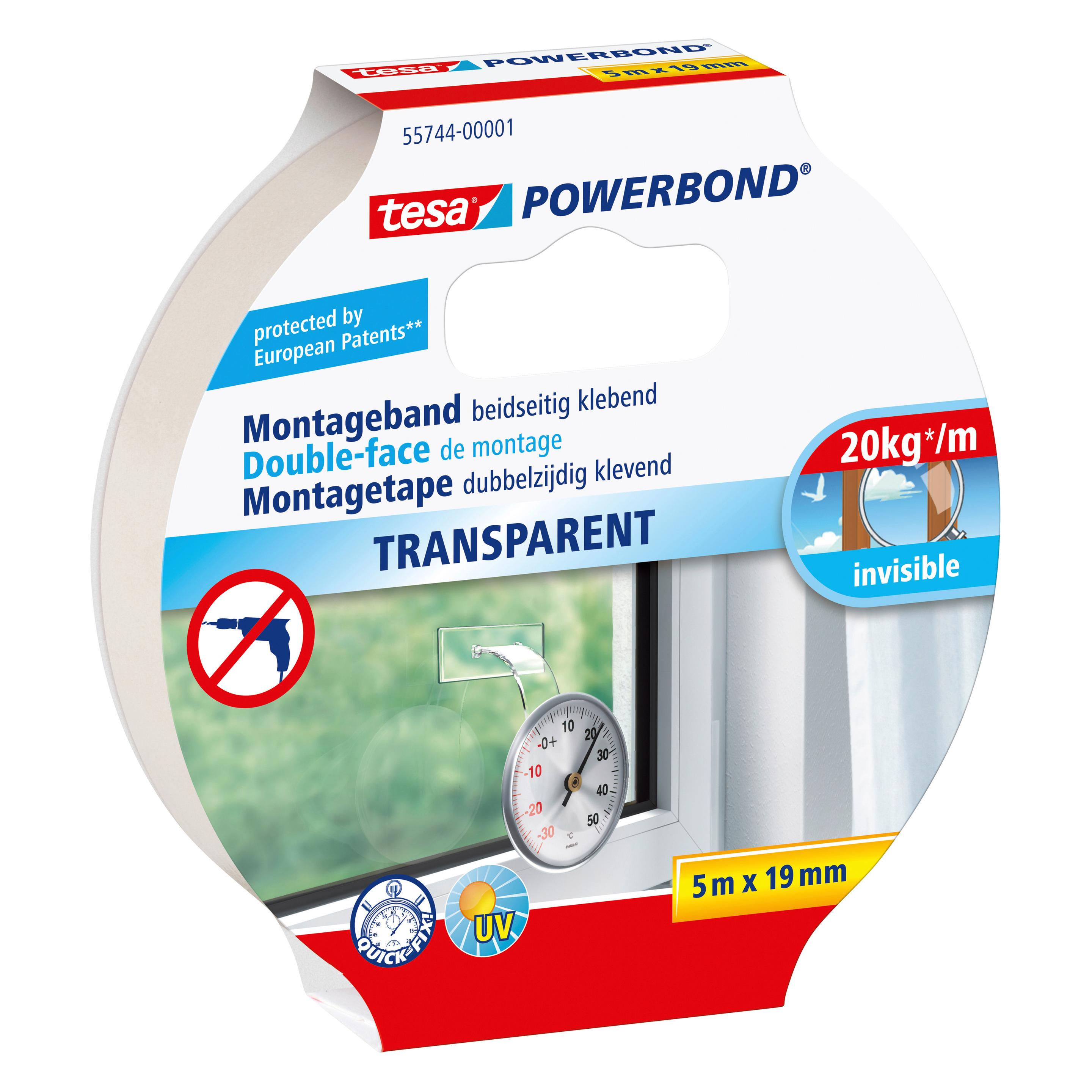 tesa Powerbond TRANSPARENT doppelseitiges Montageband (19 mm) (55744-00001-20)