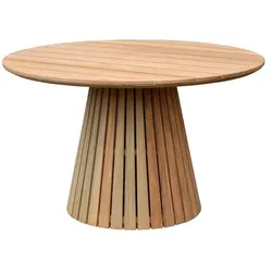 Gartentisch Kubu Ø122 cm Holz Braun Teak 122