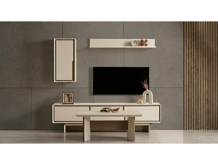 JVmoebel Sideboard Wohnwand Schrank Sideboard Oberes Regal Stil modern Farbe beige (4 St), Made in Europa
