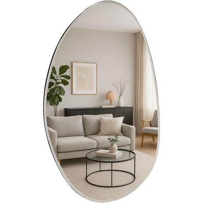 Wandspiegel S.OLIVER "Lucee", transparent, B:59cm H:88,5cm T:1cm, Glas, MDF, Spiegel, Wandspiegel, ovalförmig, ca. 88,5x59cm, mattierter dezenter Rahmen
