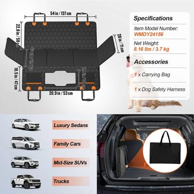 Uplift Essentials Back Seat Extender Dog Hammock With Mesh Window And Storage Pocket 54 25.6 In