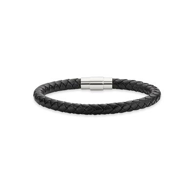 Lederarmband BRUNO BANANI "Schmuck Geschenk Armband Leder" Gr. 20,5, grau (schwarz, edelstahlfarben), Armbänder, Herren, 20,5, Edelstahl Leder, Edelstahl, Leder, Lederarmband