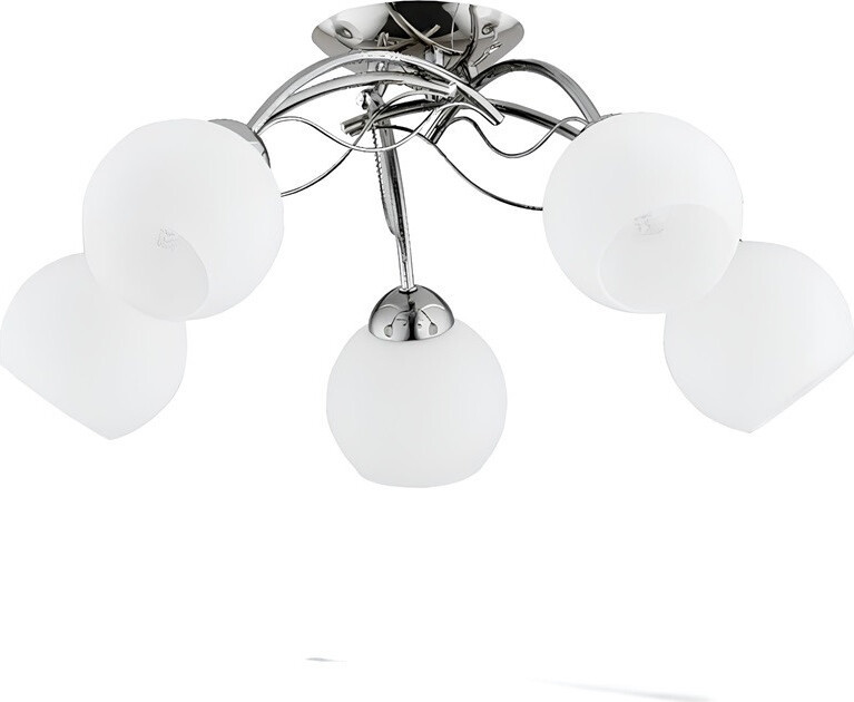 Alfa DALLEN Decoratieve plafondlamp met 5 witte lampenkappen, Chroom, 5xE27, 15W, ALF28345