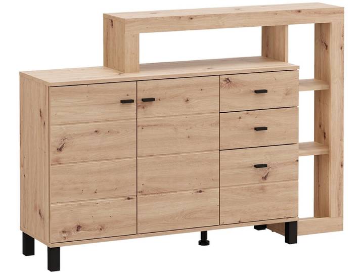 Kommode SARK 2 Türen 3 Schubladen 35x144.5x100.5cm artisan eiche melamin