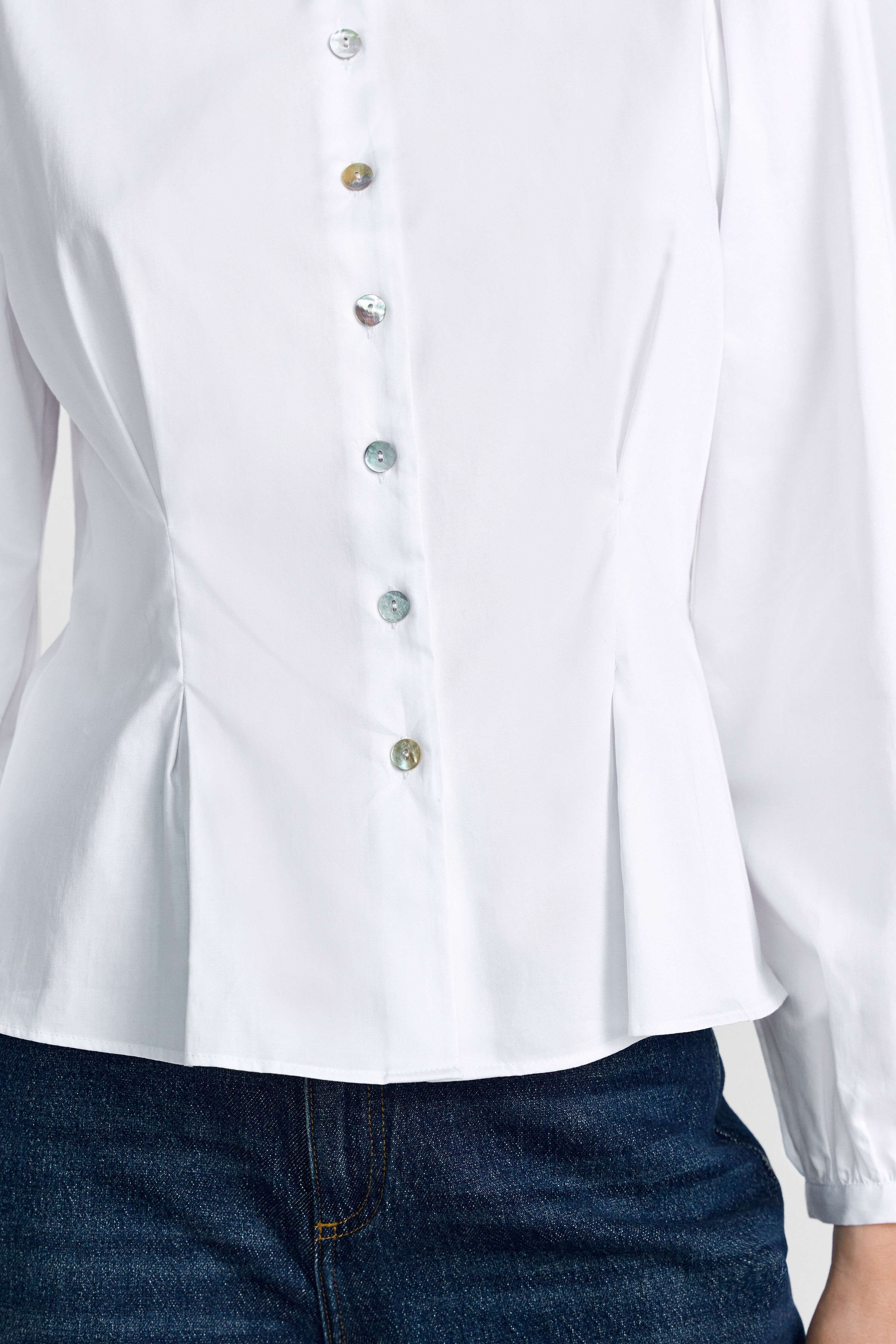 Langarmbluse RICHROYAL, Damen, Gr. 36, weiß, Web, Obermaterial: 100% Baumwolle, tailliert normal, Rundhals, Blusen Langarmbluse weiß 36