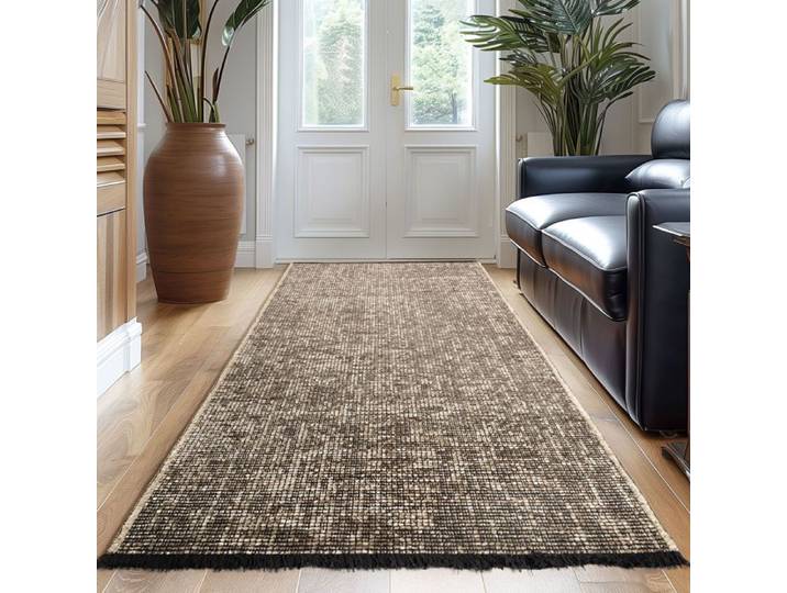 Carpetsale24 Tapis Runner en Coton Chenille Beige 80x250 cm Lavable Antidérapant et Doux Pour Salon Chambre & Couloir