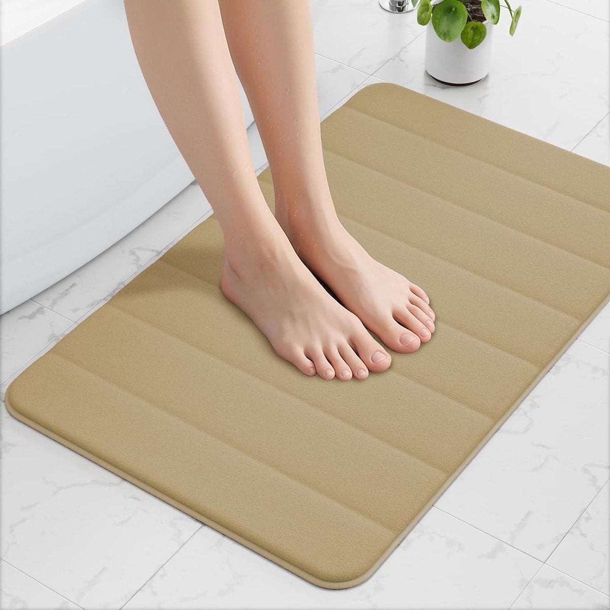 Badmat Geheugenschuim Beige - Antislip Douchemat - 50 x 80 cm