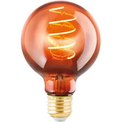 LED Leuchtmittel E27 Filament dimmbar Birne Design Kupfer rot Glas Lampe Kugel 4W 320lm 2000 K warmweiß, DxH 8x12 cm