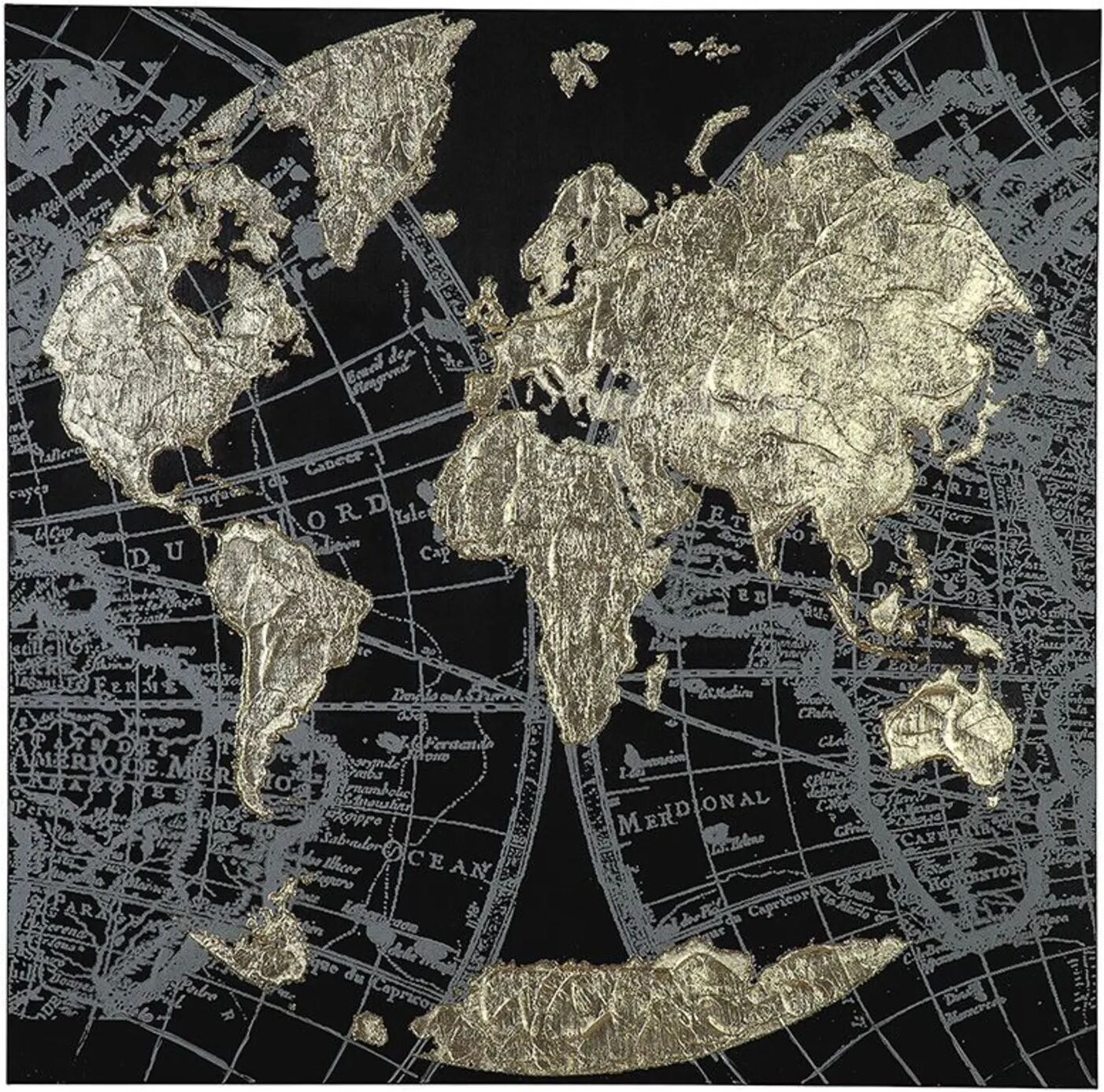 Gilde Golden Earth, Weltkarte, Gold H: 90 cm