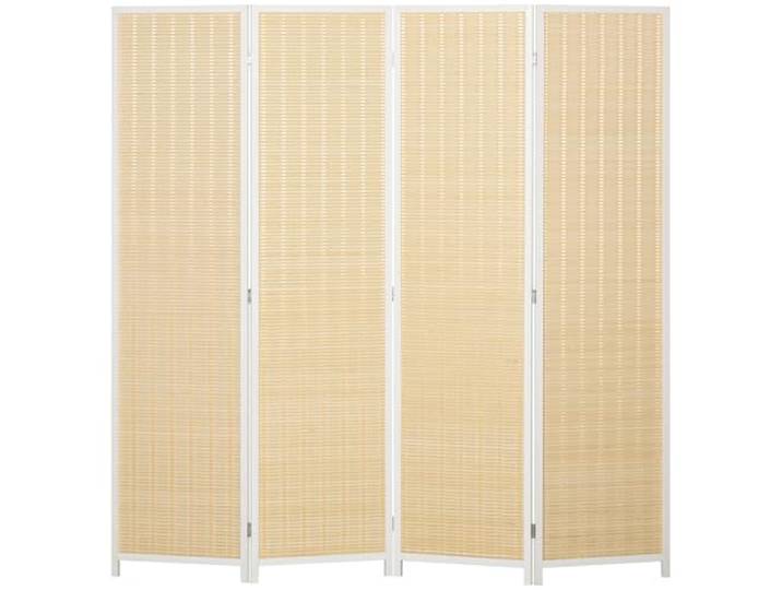 HOMCOM Innen-Holzparavent 4 Paneele 180x180cm Naturweiß Klappbarer Raumteiler, Trennwand, für Wohnzimmer, Schlafzimmer, Zuhause