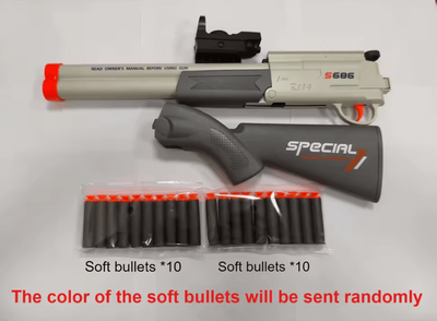 Inspire Curations S686 Style Double Barrel Soft Bullet Toy Blaster gray