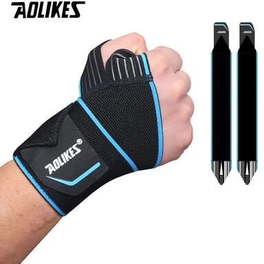Inspire Select 1 Pair Adjustable Wrist Support Wraps Elastic Compression Wrist Brace Straps For Gym, CrossFit & Powerlifting blue