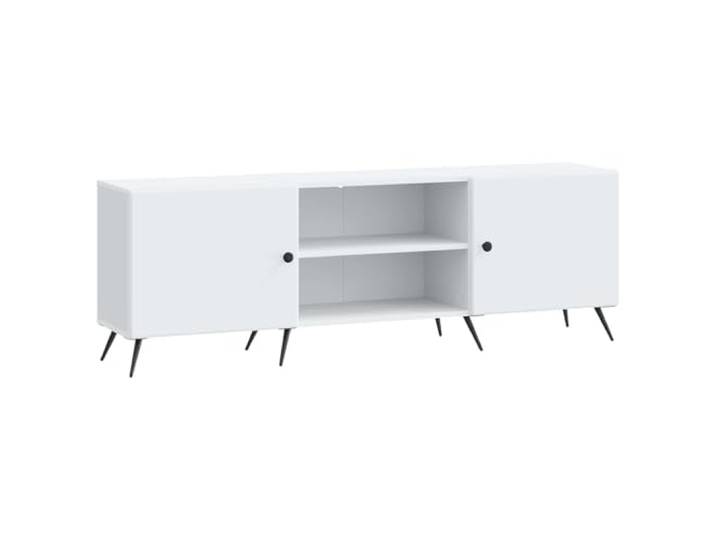 Favemtsl TV-Schrank Weiß 150x31x50 cm Lowboard Holzwerkstoff Modernes Lowboard im Vintage-Look mit Metallbeinen und Fachsystem für Medientechnik im Wohnzimmer oder Schlafzimmer.