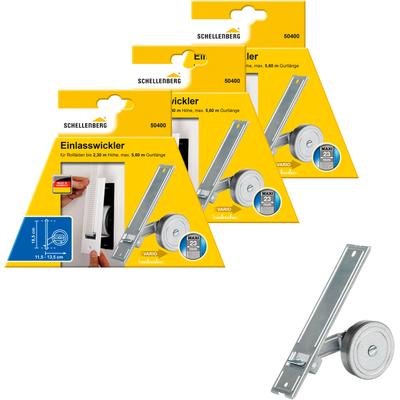 Einlass-Gurtwickler SCHELLENBERG "für das Rollladensystem Maxi, Lochabstand 18,5 cm, Unterputz-Montage", silber (silberfarben), B:50cm, Gurtwickler, für Rollladengurte mit 23 mm Breite