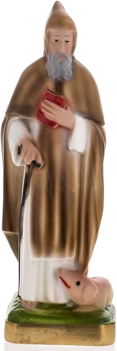 Handgeschilderd Sint Antonius Abt Beeld - Religieus Decoratiebeeld - Multicolor - Hoogte: 25 cm