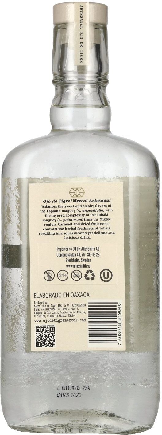 Ojo de Tigre Mezcal Artesanal Joven 100% Agave 37% Vol. 0,7l