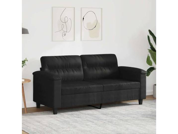 HEFZGDB 2-Sitzer Sofa 140 cm Schwarz Mikrofasergewebe Langlebiges Polstermöbel Metallgestell Bequeme Sitzflächen Modernes Design Stabile Ausführung Einfache Reinigung