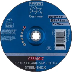 PFERD TOOLS Schruppscheibe E CERAMIC Leistungslinie SG STEELOX für Stahl/Edelstahl - 62218300