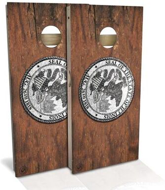 Skip's Garage Illinois Flag Rustic Outdoor Cornhole Board Set