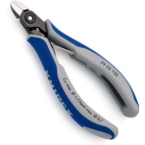 Knipex Seitenschneider 79 02 125, Präzisions-Elektronik, 125 mm, poliert, Mehrkomponentengriffe, mit Öffnungsfeder