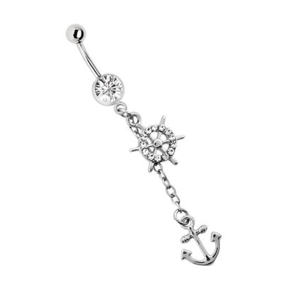 Bauchnabelpiercing ADELIA´S "Piercing Bauchnabelpiercing", transparent (klar), Piercings, Damen, onesize, Chirurgiestahl, Anhänger aus Pewter in Silber platiniert