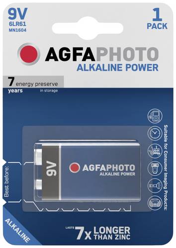 AgfaPhoto 6LR61 9V Block-Batterie Alkali-Mangan 9V 1St.