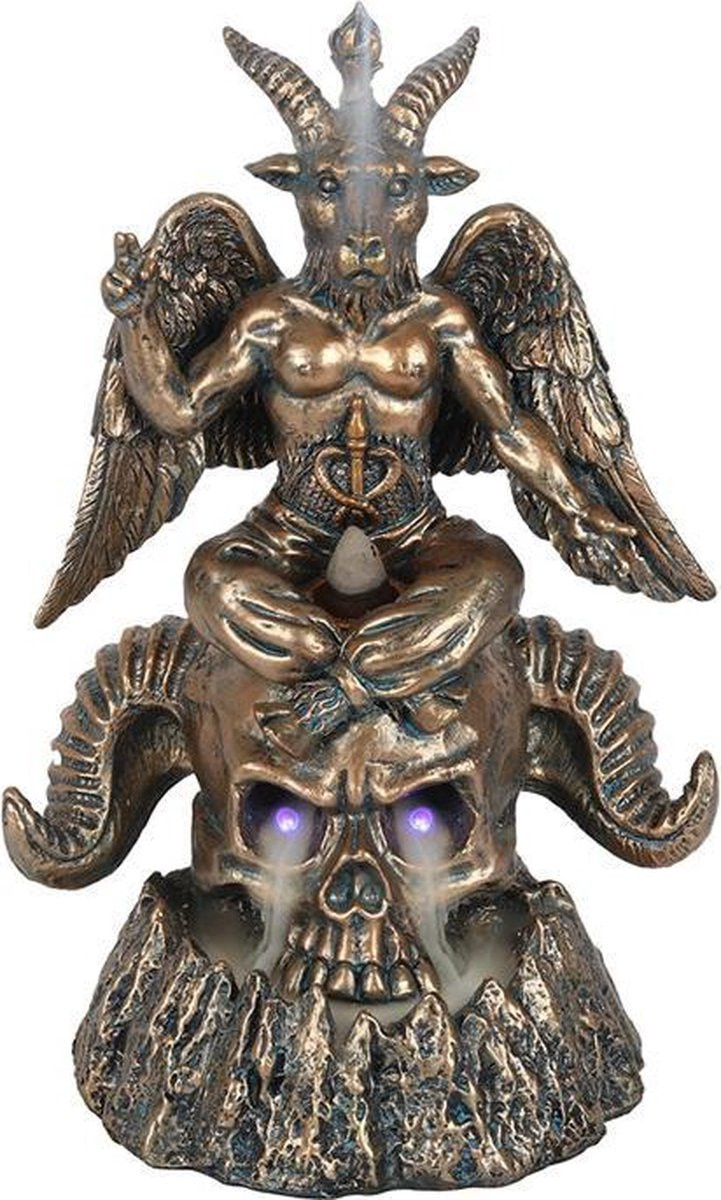 Something Different Backflow Wierookhouder Baphomet op schedel bronskleurig