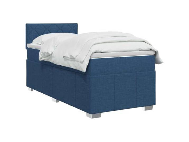 PUGYNBK Boxspringbett, Blau, 90 x 200 cm, mit Matratze Verstellbares Kopfteil, integrierte LED-Lichter, robustes Holz, waschbare Bezüge