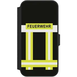 Nivocase Klapphülle für Apple iPhone 14 Handyhülle aus Kunst Leder NIVOflip schwarz Beruf Feuerwehr (Apple iPhone 14), Smartphone Hülle, Schwarz