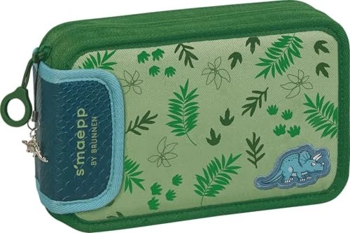 BRUNNEN Federmäppchen befüllt s'maepp Dino Jungle grün 16-teilig, 20,0 x 4,5 cm
