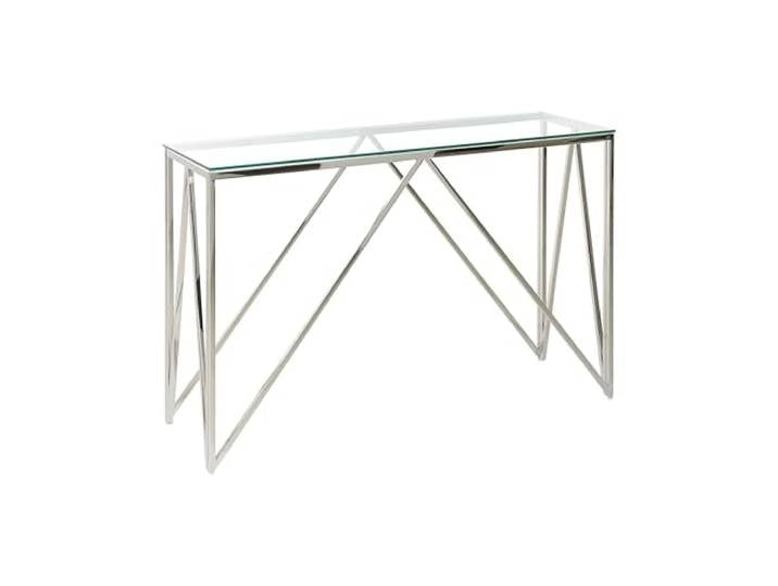 Beliani Konsolentisch Silber Sicherheitsglas Glamourös Schmaler Rechteckig Glas, Glänzend, 120 x 40 x 78 cm